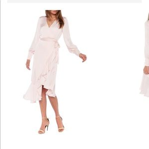 Bardot dove assymetrical faux wrap dress